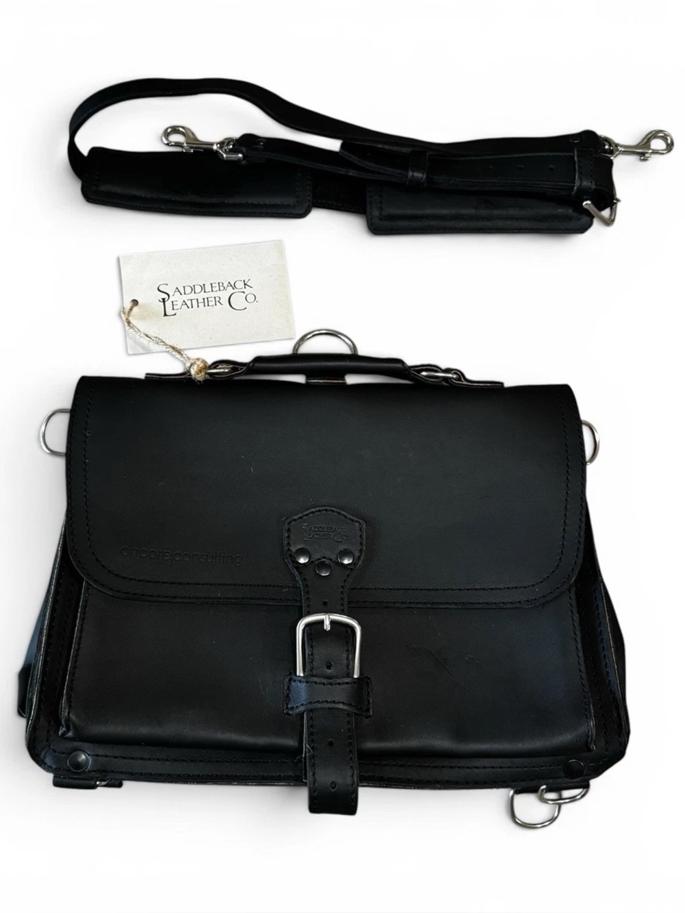 NWOT Saddleback FRONT POCKET LEATHER BRIEFCASE $679